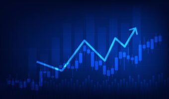 economy-and-finance-concept-financial-business-investment-statistics-with-stock-market-candlesticks-and-bar-chart-on-blue-background-vector